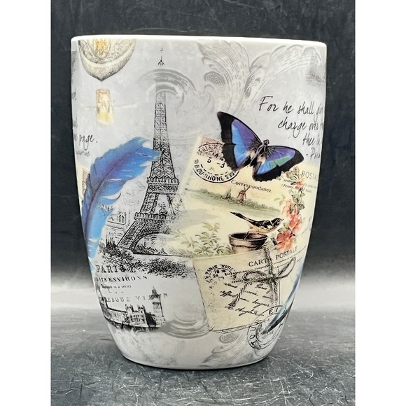 Divinity Boutique Paris Travel Mug Scripture Psalm 91:11 Butterfly 10 oz Feather - Picture 2 of 8